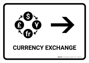 Currency Exchange With Right Arrow White Landscape - Wall Sign