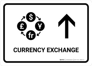 Currency Exchange With Up Arrow White Landscape - Wall Sign