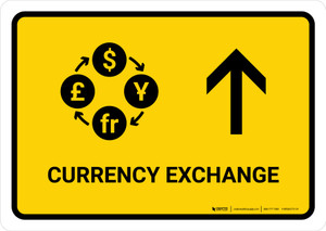 Currency Exchange With Up Arrow Yellow Landscape - Wall Sign