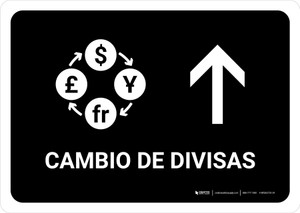 Currency Exchange With Up Arrow Black Spanish Landscape - Wall Sign