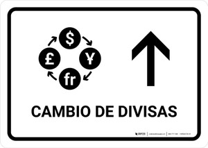 Currency Exchange With Up Arrow White Spanish Landscape - Wall Sign