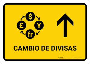 Currency Exchange With Up Arrow Yellow Spanish Landscape - Wall Sign