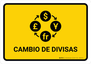 Currency Exchange Yellow Spanish Landscape - Wall Sign
