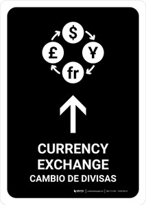 Currency Exchange With Upbarrow Black Bilingual Portrait - Wall Sign