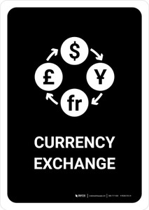 Currency Exchange Black Portrait - Wall Sign