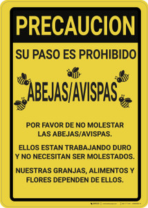 Caution: Bee Safety Spanish - Wall Sign Caution: Bee Safety Spanish - Wall Sign