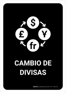 Currency Exchange Black Spanish Portrait - Wall Sign