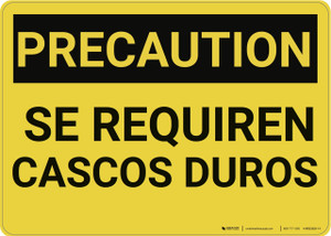Caution: Hard Hats Required Spanish - Wall Sign
