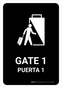 Gate 1 Black Bilingual Spanish Portrait - Wall Sign