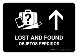 Lost And Found With Up Arrow Black Bilingual Spanish Landscape - Wall Sign
