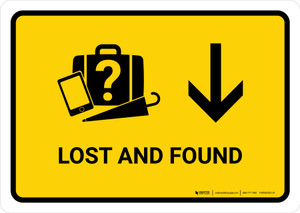 Lost And Found With Down Arrow Yellow Landscape - Wall Sign