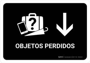 Lost And Found With Down Arrow Black Spanish Landscape - Wall Sign