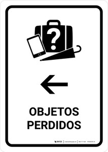 Lost And Found With Left Arrow White Spanish Portrait - Wall Sign