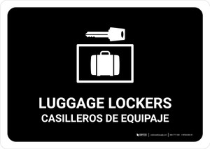 Luggage Lockers Black Bilingual Spanish Landscape - Wall Sign