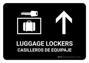 Luggage Lockers With Uparrow Black Bilingual Landscape - Wall Sign