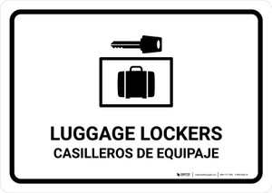 Luggage Lockers White Bilingual Spanish Landscape - Wall Sign