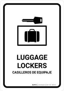 Luggage Lockers White Bilingual Spanish Portrait - Wall Sign