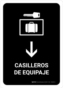 Luggage Lockers With Down Arrow Black Spanish Portrait - Wall Sign