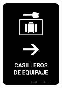 Luggage Lockers With Right Arrow Black Spanish Portrait - Wall Sign