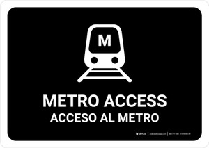Metro Access Black Bilingual Spanish Landscape - Wall Sign