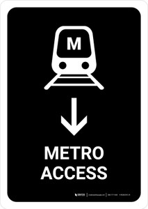 Metro Access With Down Arrow Black Portrait - Wall Sign