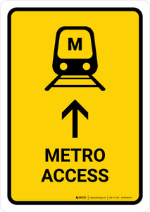 Metro Access With Up Arrow Yellow Portrait - Wall Sign
