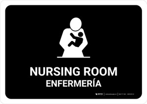 Nursing Room Black Bilingual Spanish Landscape - Wall Sign
