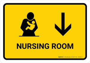 Nursing Room With Down Arrow Yellow Landscape - Wall Sign