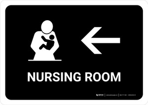 Nursing Room With Left Arrow Black Landscape - Wall Sign