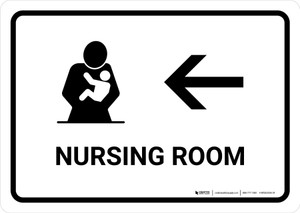 Nursing Room With Left Arrow White Landscape - Wall Sign