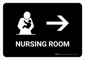 Nursing Room With Right Arrow Black Landscape - Wall Sign
