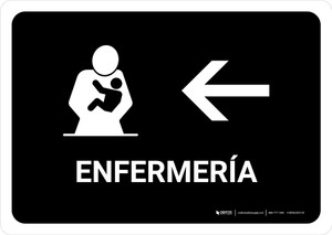 Nursing Room With Left Arrow Black Spanish Landscape - Wall Sign