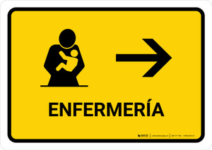 Nursing Room With Right Arrow Yellow Spanish Landscape - Wall Sign