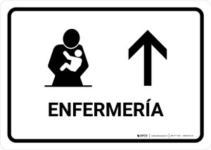 Nursing Room With Up Arrow White Spanish Landscape - Wall Sign