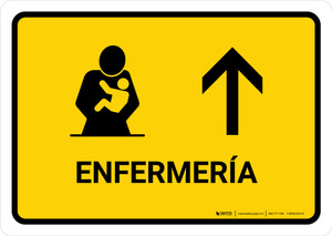 Nursing Room With Up Arrow Yellow Spanish Landscape - Wall Sign