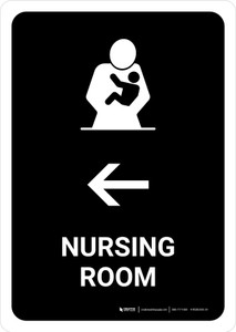 Nursing Room With Left Arrow Black Portrait - Wall Sign