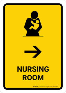 Nursing Room With Right Arrow Yellow Portrait - Wall Sign