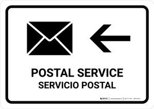 Postal Service With Left Arrow White Bilingual Spanish Landscape - Wall Sign