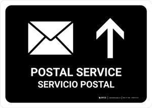 Postal Service With Up Arrow Black Bilingual Spanish Landscape - Wall Sign