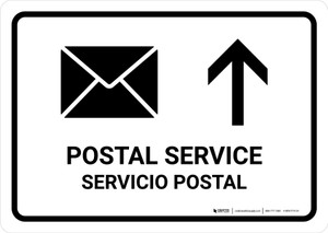 Postal Service With Up Arrow White Bilingual Landscape - Wall Sign