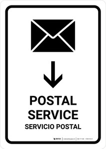 Postal Service With Down Arrow White Bilingual Spanish Portrait - Wall Sign