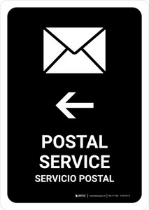 Postal Service With Left Arrow Black Bilingual Portrait - Wall Sign
