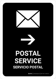 Postal Service With Right Arrow Black Bilingual Portrait - Wall Sign