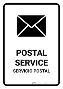 Postal Service White Bilingual Spanish Portrait - Wall Sign