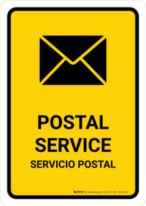 Postal Service Yellow Bilingual Spanish Portrait - Wall Sign