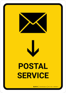 Postal Service With Down Arrow Yellow Portrait - Wall Sign