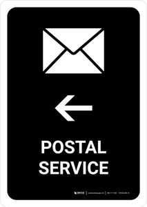 Postal Service With Left Arrow Black Portrait - Wall Sign