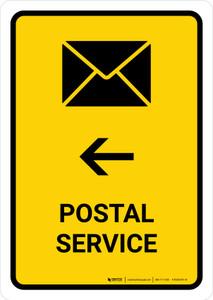 Postal Service With Left Arrow Yellow Portrait - Wall Sign