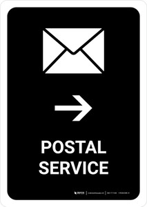 Postal Service With Right Arrow Black Portrait - Wall Sign