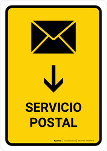 Postal Service With Down Arrow Yellow Spanish Portrait - Wall Sign